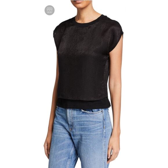 NWT Chelsea and Walker Cap Sleeve Silk Snake Print Top in Ivory Size 8 - Picture 5 of 11